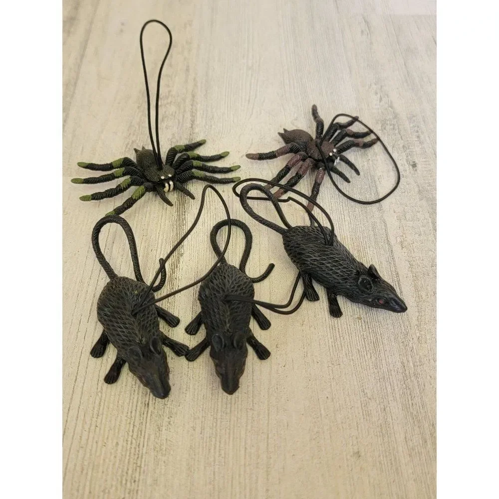 Mini rubber rats‎ quieter set Halloween hanging crop decor